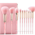 Ferramenta de maquiagem rosa 10 pcs compõem o conjunto de escova